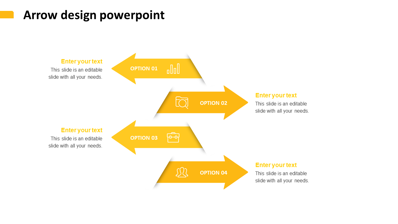Free - Elegant Arrow Design PowerPoint In Yellow Color Model